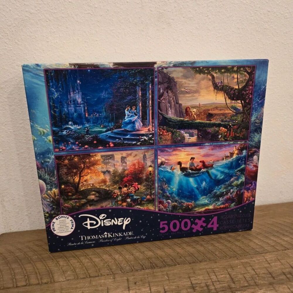 Disney Thomas Kinkade puzzle set Only 3 sealed bags incomplete